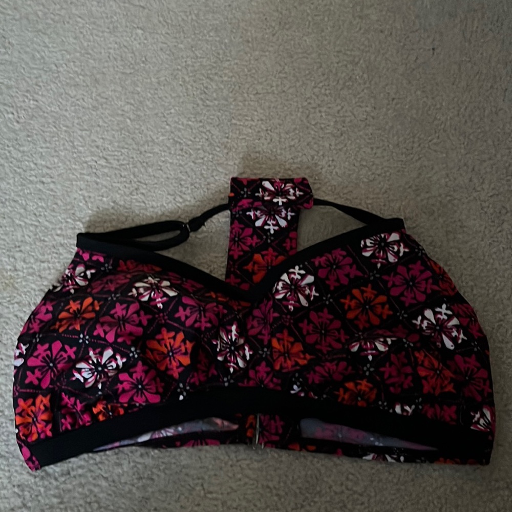 Black/pink/white/orange halter swim top size 38C/36D/34/DD